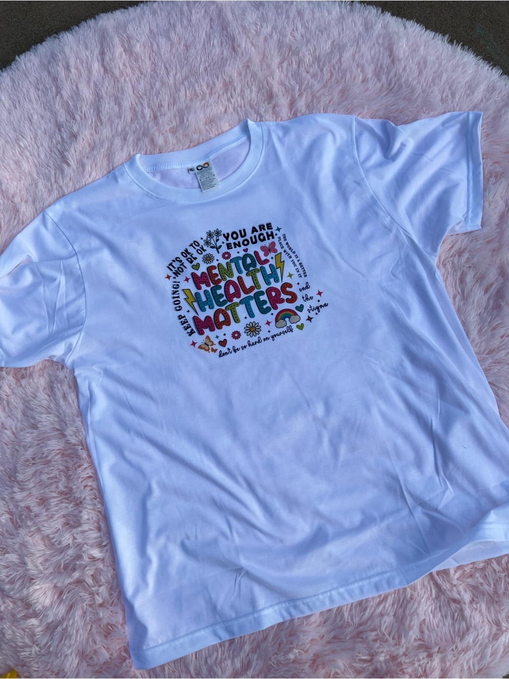 🍎2/$12🍎 White "Mental Health Matters" Graphic Tee - Sublimation - S0057C